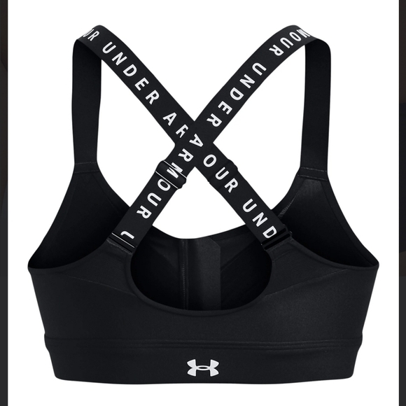 Under Armour Infinity High Zip Bra - Black/White Size XS High Support NEW! - Picture 7 of 17